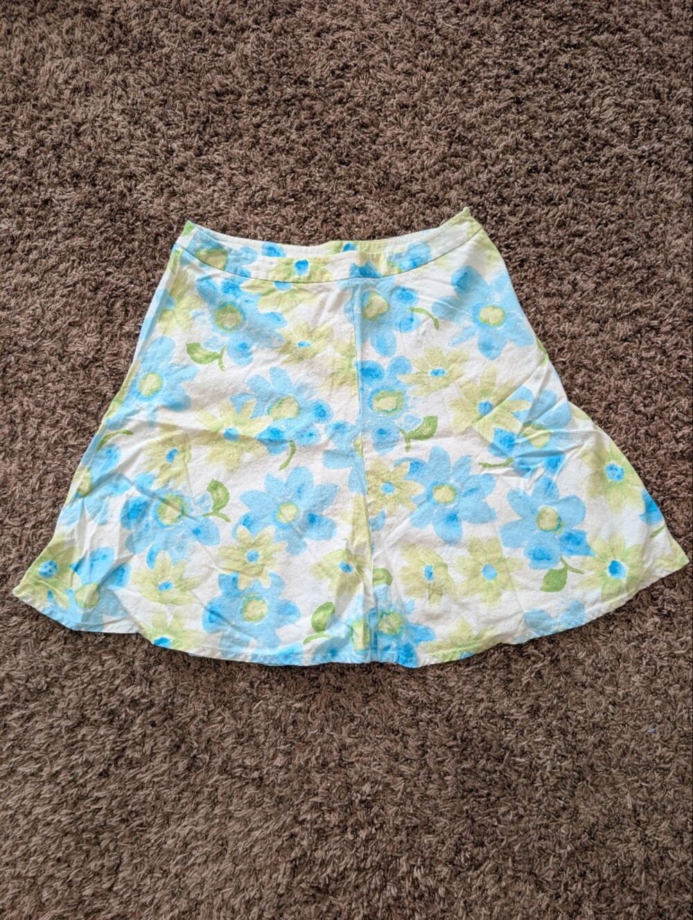 Women’s Floral Cotton Skirt in Blue & Green Size 8